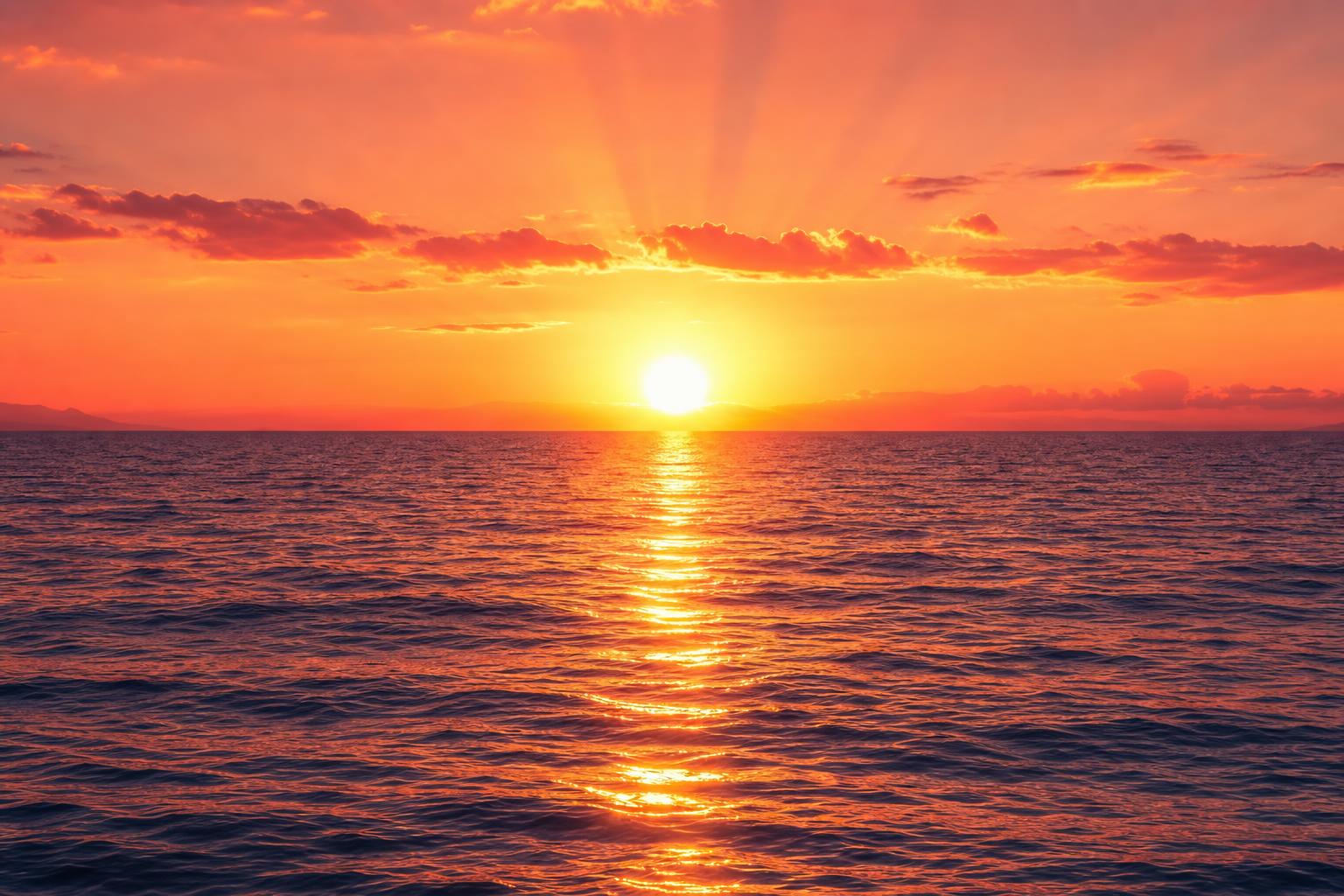 Summer solstice sun rising over the Pacific